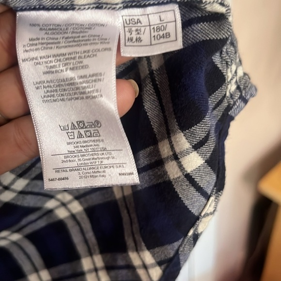 Brooks Brothers Men's Navy Plaid Shirt - Picture 4 of 4